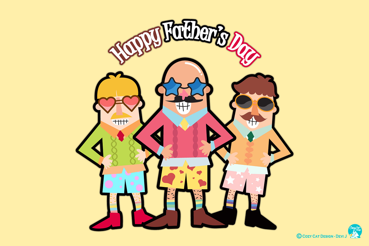 Digital Printable Happy Father's Day, a Seasonal Illustration by Cozy Cat Design (Photo 1 of 3)