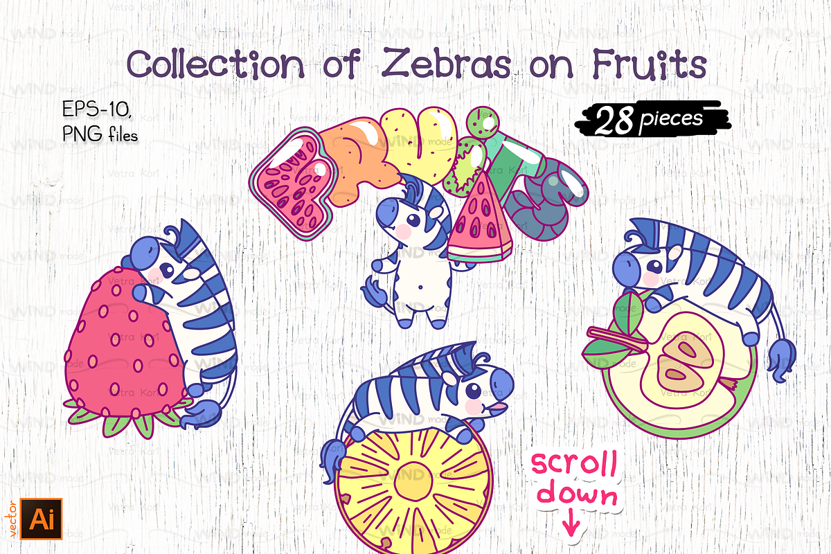 vector set Summer Party with zebra, an Illustration by WINDmade (Photo 7 of 11)