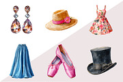 Watercolor Antique Fashion Clipart, an Illustration by Design Market (Thumbnail 3 of 3)