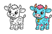 Baby Farm Animals Coloring Clipart, an Animal Illustration by Annudesign (Thumbnail 2 of 3)