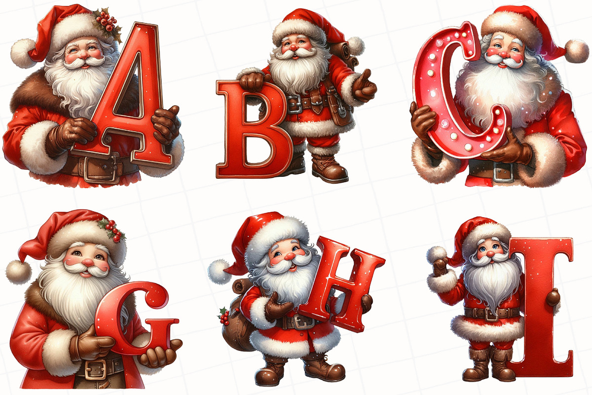 Christmas Santa Alphabet Clipart, an Illustration by OK Design (Photo 5 of 5)