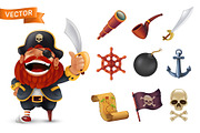 Pirate Character Vector Set, an Object Illustration by Rodionoff (Thumbnail 2 of 3)