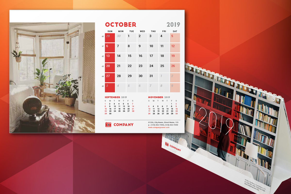 Desk Calendar 2019, a Stationery Template by AntartStock (Photo 3 of 4)