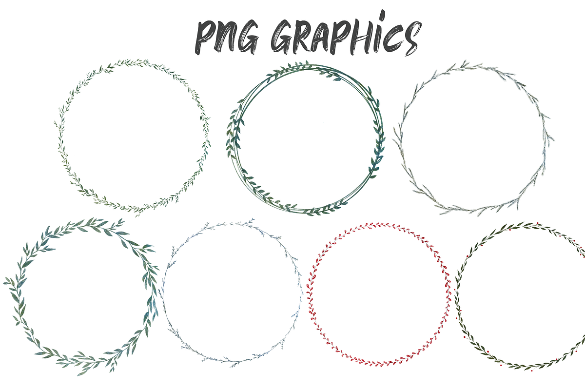 Painted Greenery Wreath Clipart, an Illustration by Wooly Pronto (Photo 3 of 5)