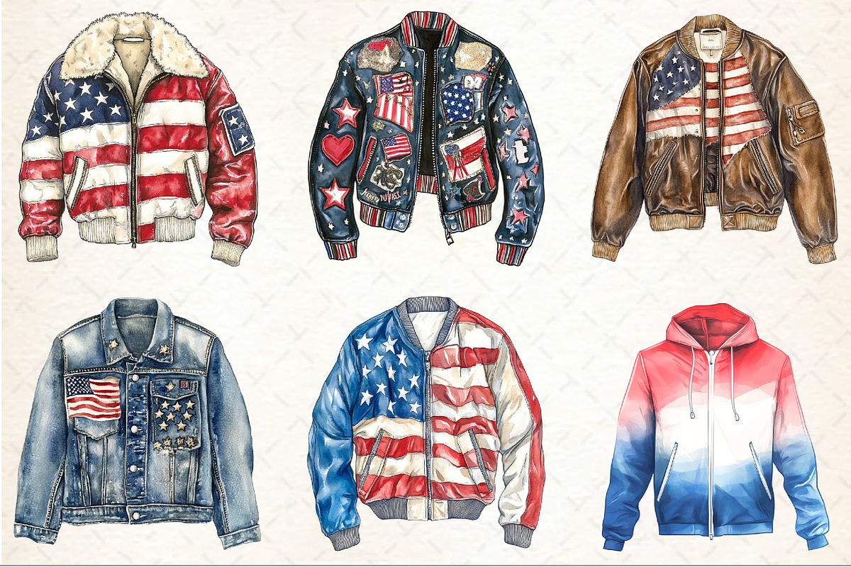 Watercolor 4th of July Jacket Clipar, a Seasonal Illustration by Rose Art (Photo 4 of 4)