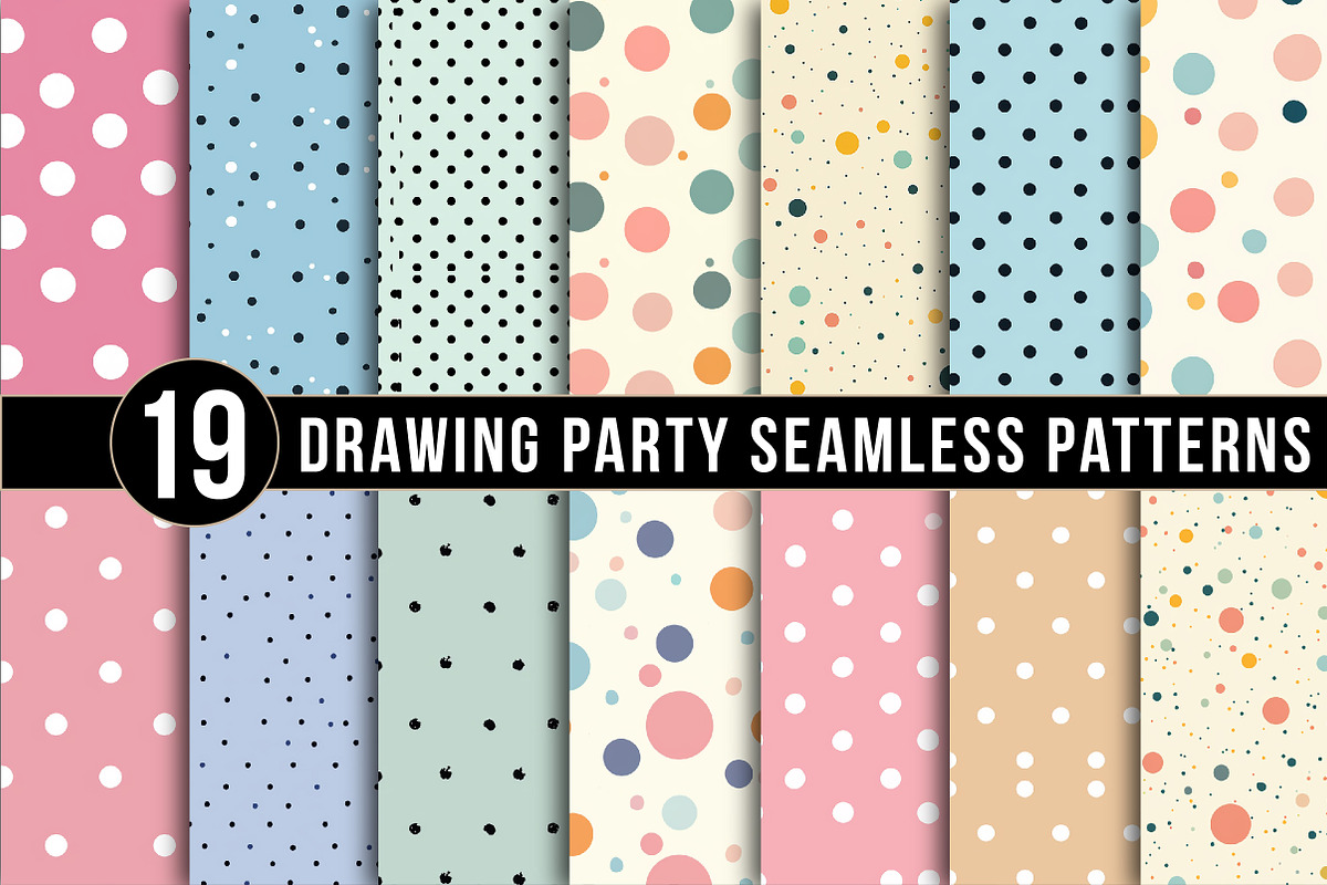 Drawing Party Seamless Patterns, an Illustration by DreamArtGraphic (Photo 1 of 5)