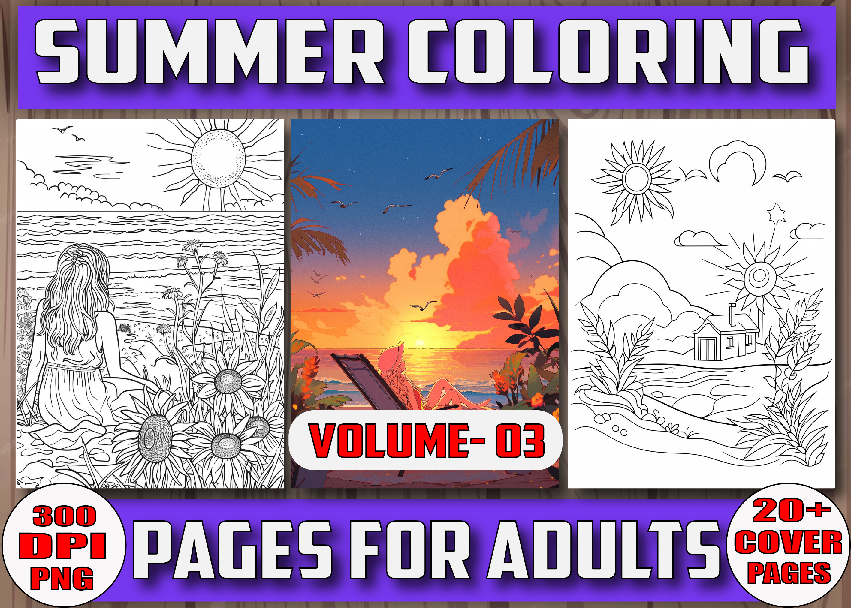 170 Summer Coloring Pages Volume 03, a Seasonal Illustration by Daisy ...