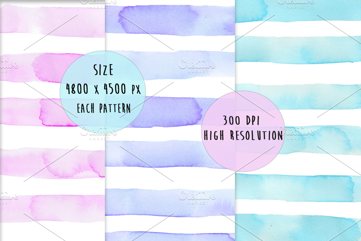 Watercolour Stripes Background Set, a Pattern Graphic by MaraquelaStudio (Photo 2 of 4)