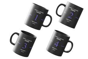 Black Ceramic Mugs Mock-up