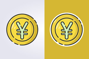 colored outline Yuan coin icon logo, a Branding & Logo Template by Lodzrov