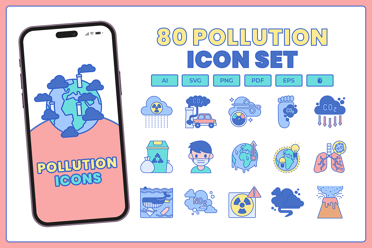 80 Pollution Icons, a Solid Icon by Flat Icons (Photo 1 of 7)