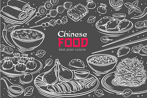 Chinese cuisine menu, a Food Illustration by VictoriaSergeeva