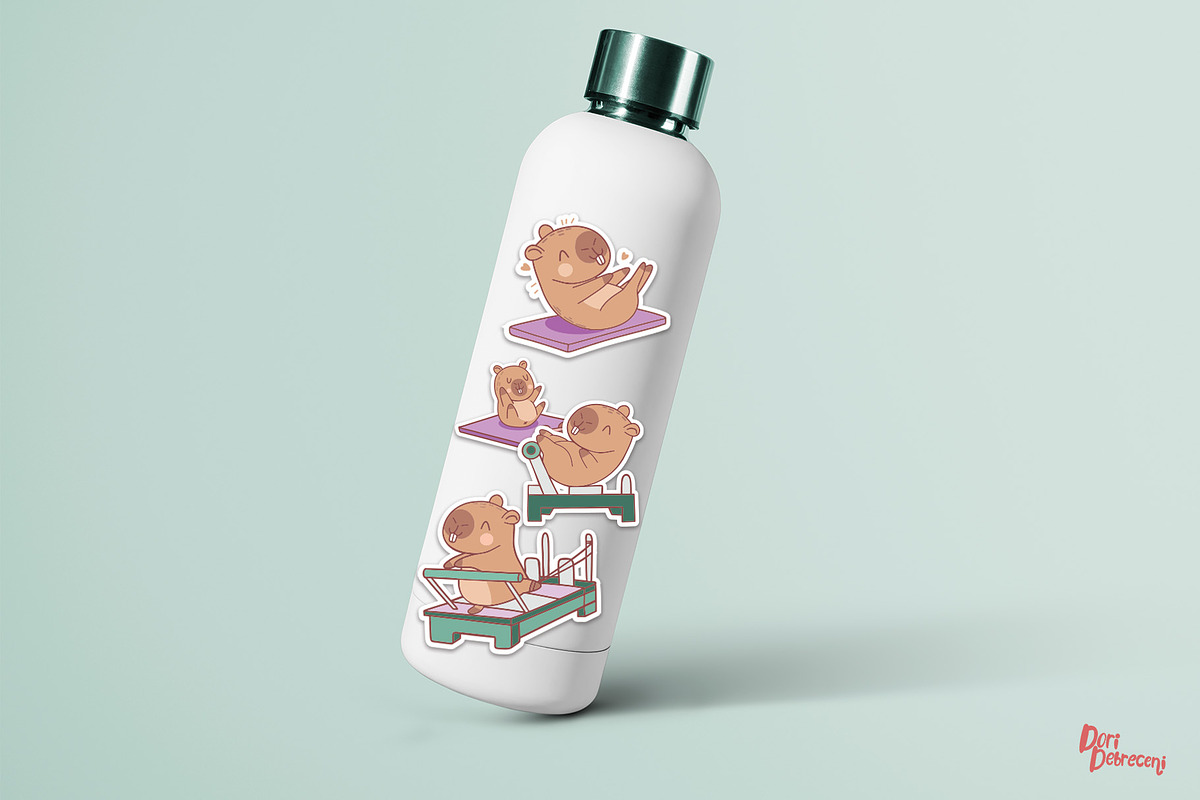 Capybara Pilates Princess Stickers, a Graphic by Dori Debreceni draws (Photo 3 of 8)
