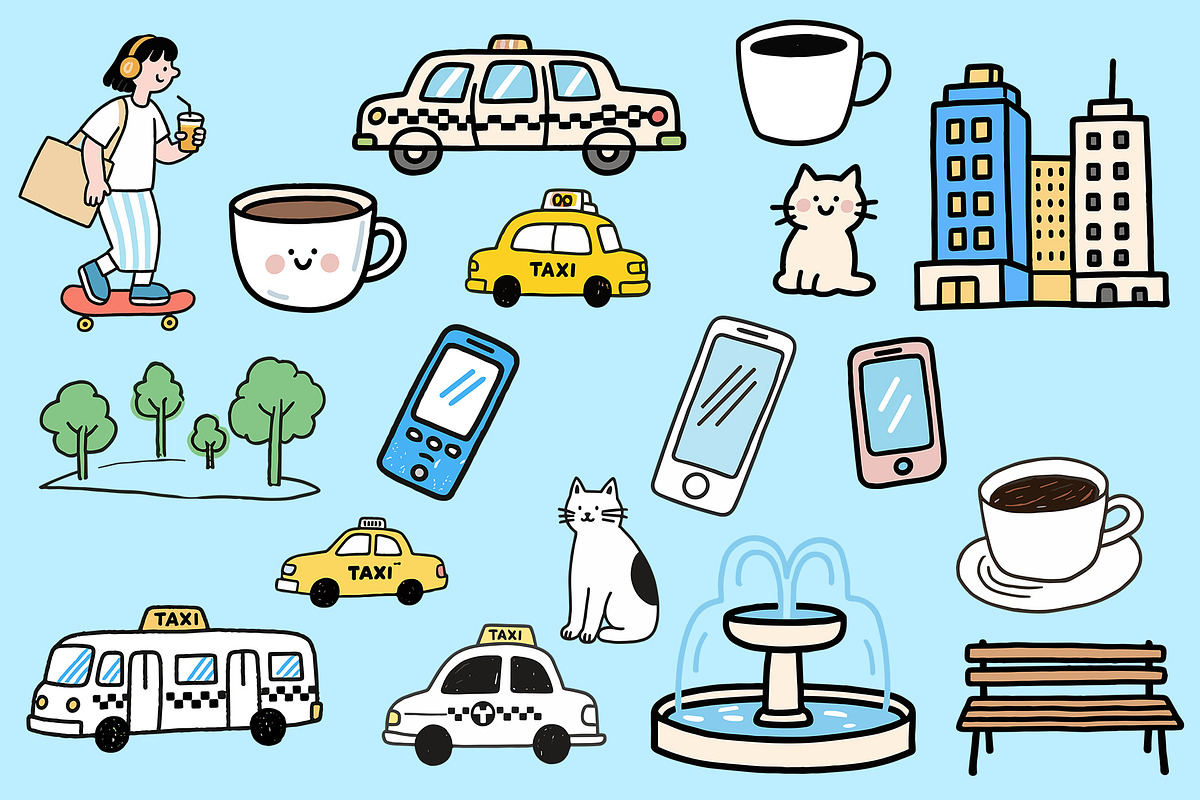 Playful City Vibes Illustration Set, an Object Graphic by Housui Patterns (Photo 6 of 6)