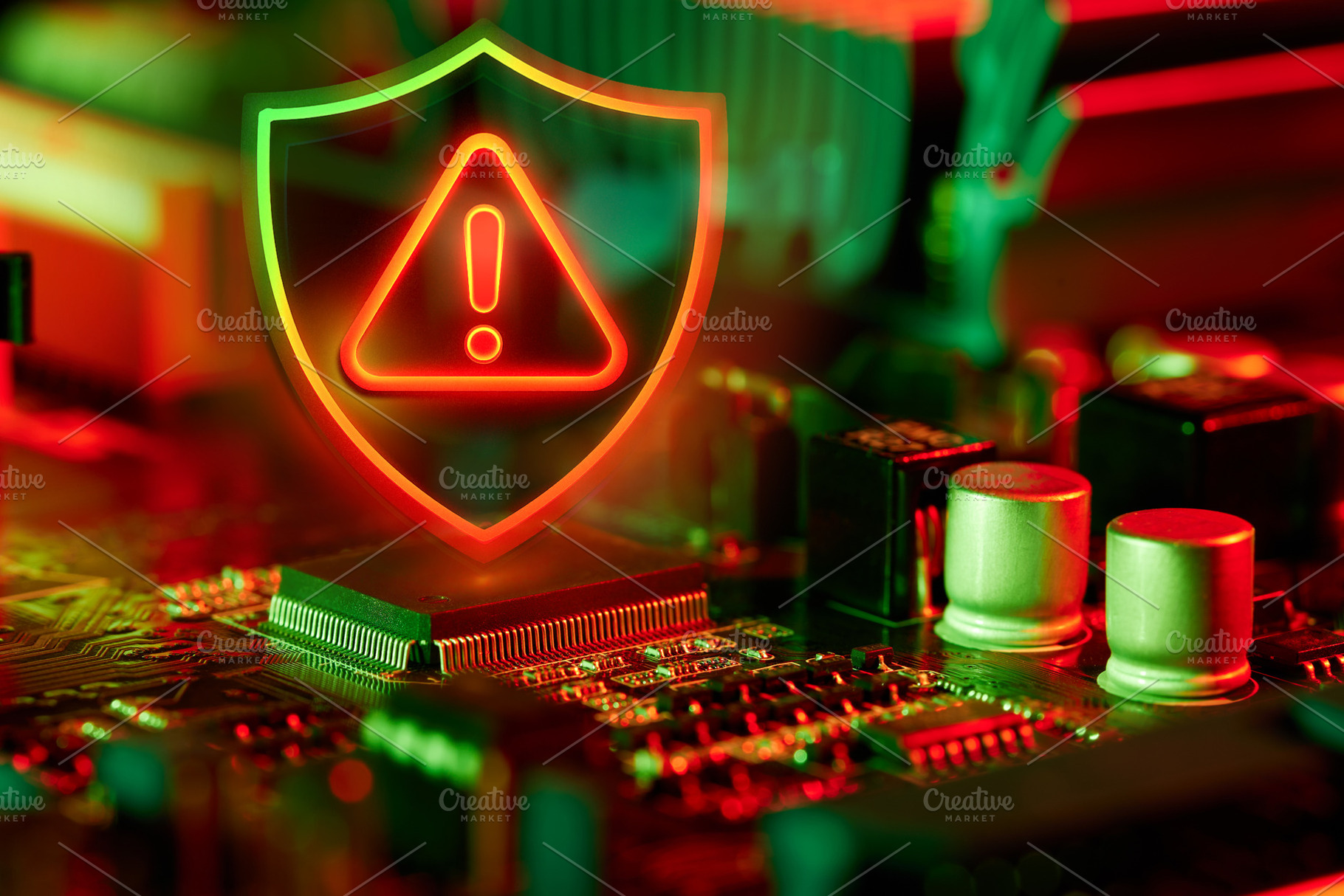 System Error: Red Alert Circuit Board, a Technology Photo by Alliance Images