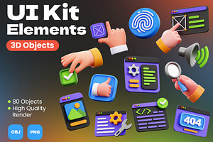 UI KIT Elements 3D Icons, an Object 3D Model by Rakata Studio