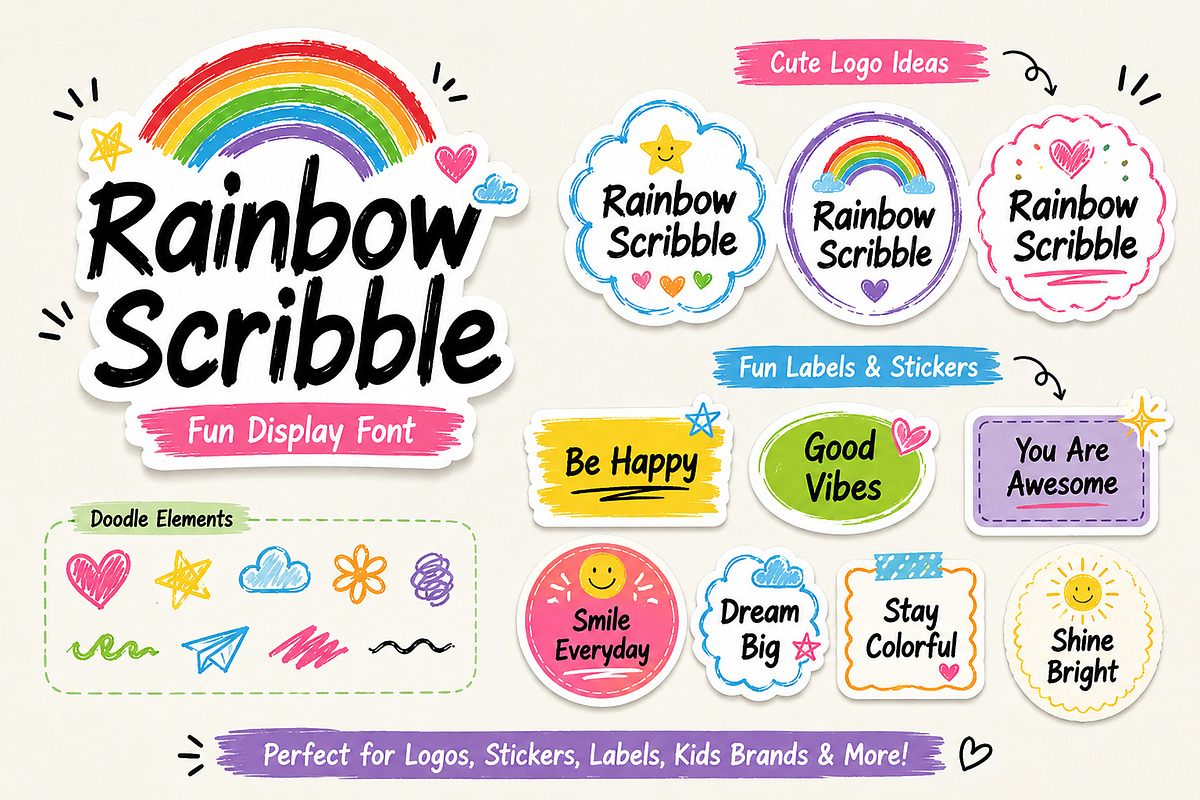 Rainbow Scribble, a Handwritten Font by Wow Magic (Photo 6 of 6)