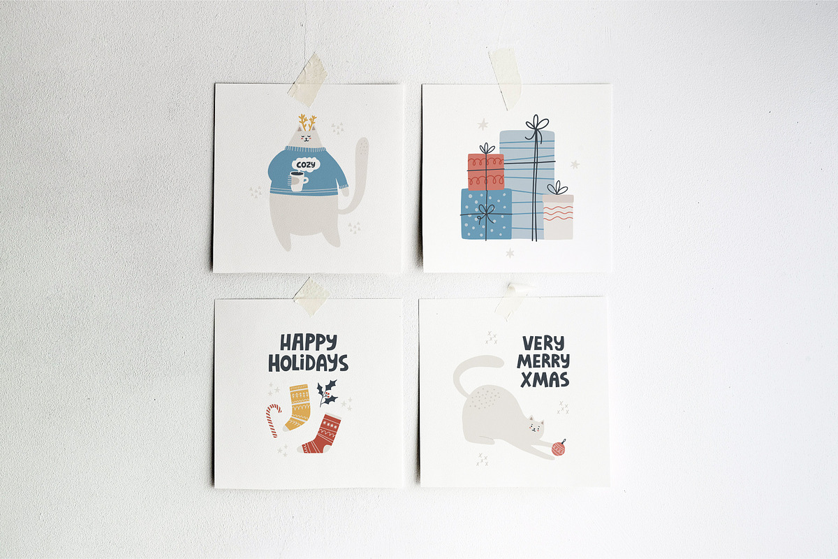 Modern Christmas. Cats & Lettering, an Object Graphic by MaNechaeva (Photo 9 of 14)