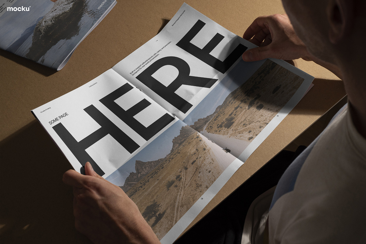 Newsprint Magazine Mockup Set, a Books & Magazine Mockup by Mocku (Photo 7 of 21)