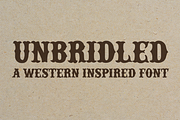 Unbridled - A Western Font, a Serif Font by Shelbeemili (Thumbnail 1 of 3)