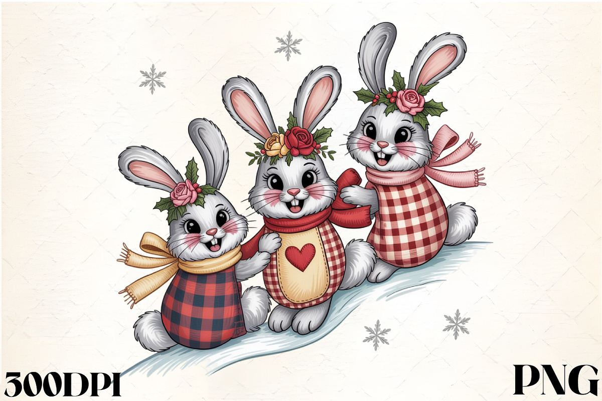 Faux Embroidery Three Christmas Bunn, an Illustration by CrexoraLab (Photo 1 of 4)