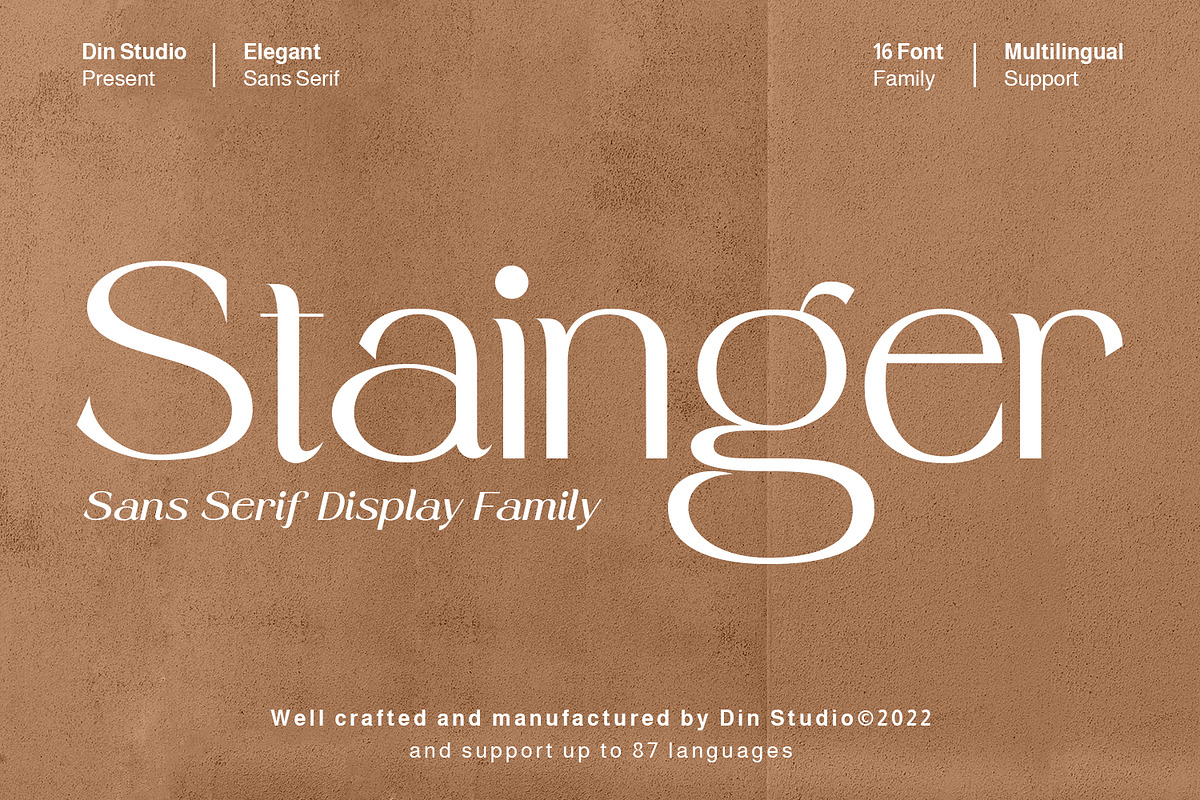 Stainger, a Sans Serif Font by din-studio.com (Photo 1 of 11)