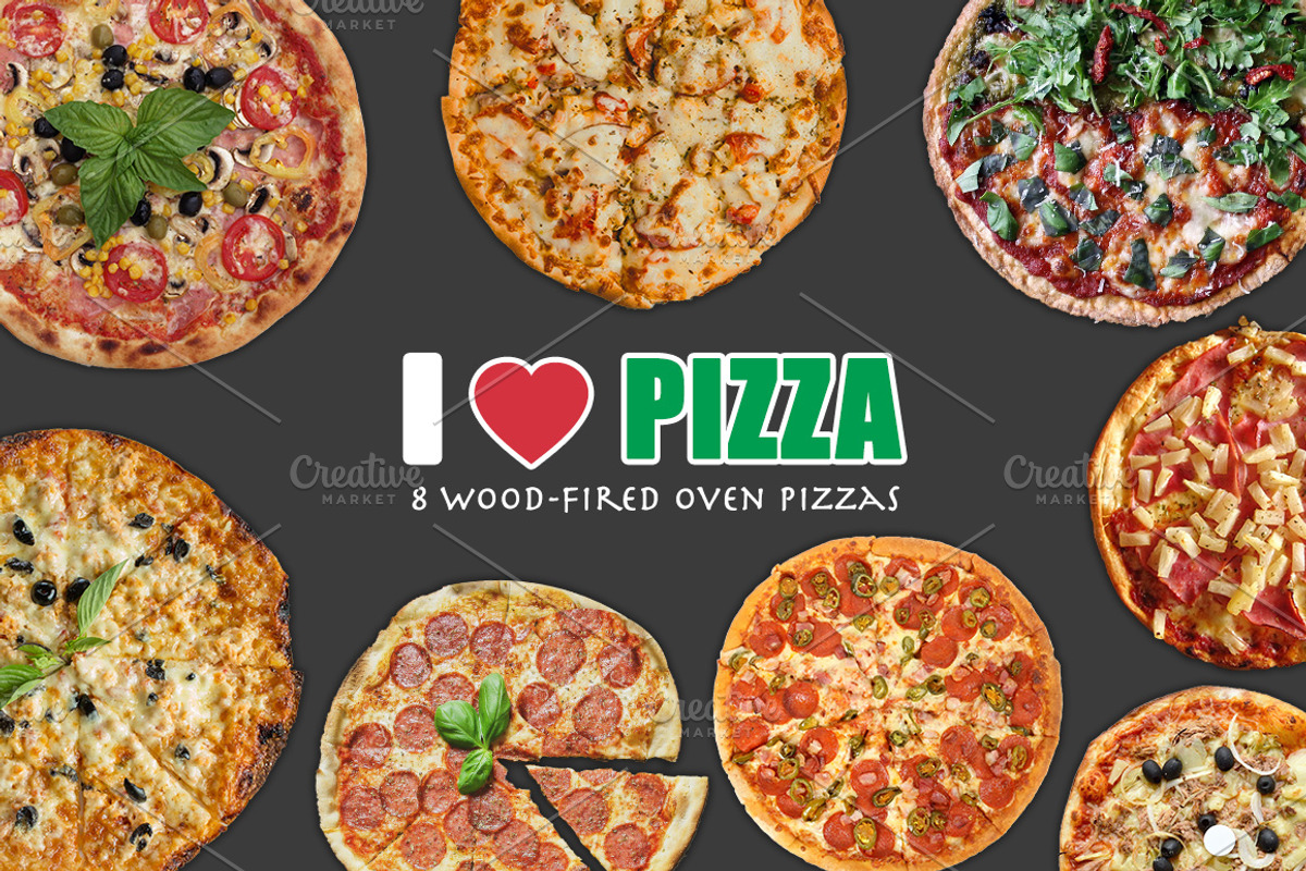8 Isolated Pizza Images, a Product Mockup by Made by Mancie (Photo 1 of 3)