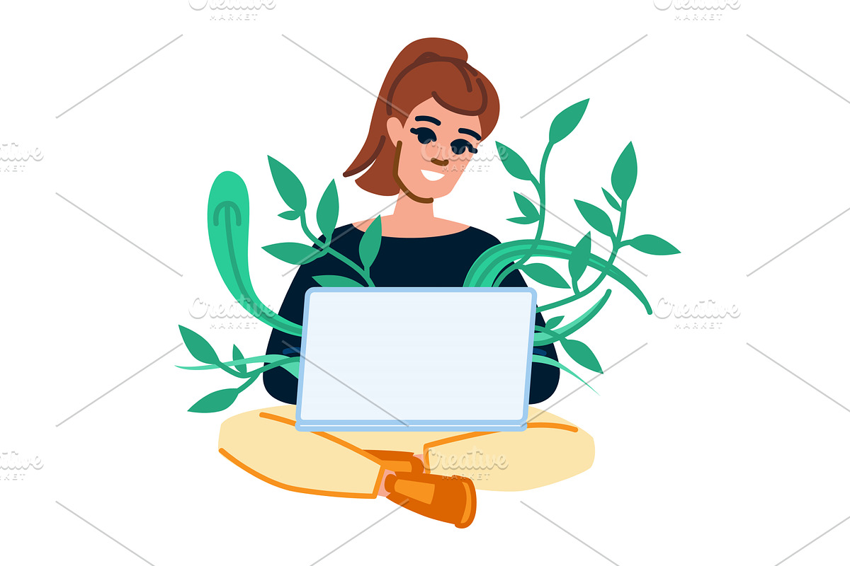 Woman working remotely from home, an Object Illustration by pikepicture