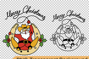 Christmas Santa Cowboy Boots Svg Png