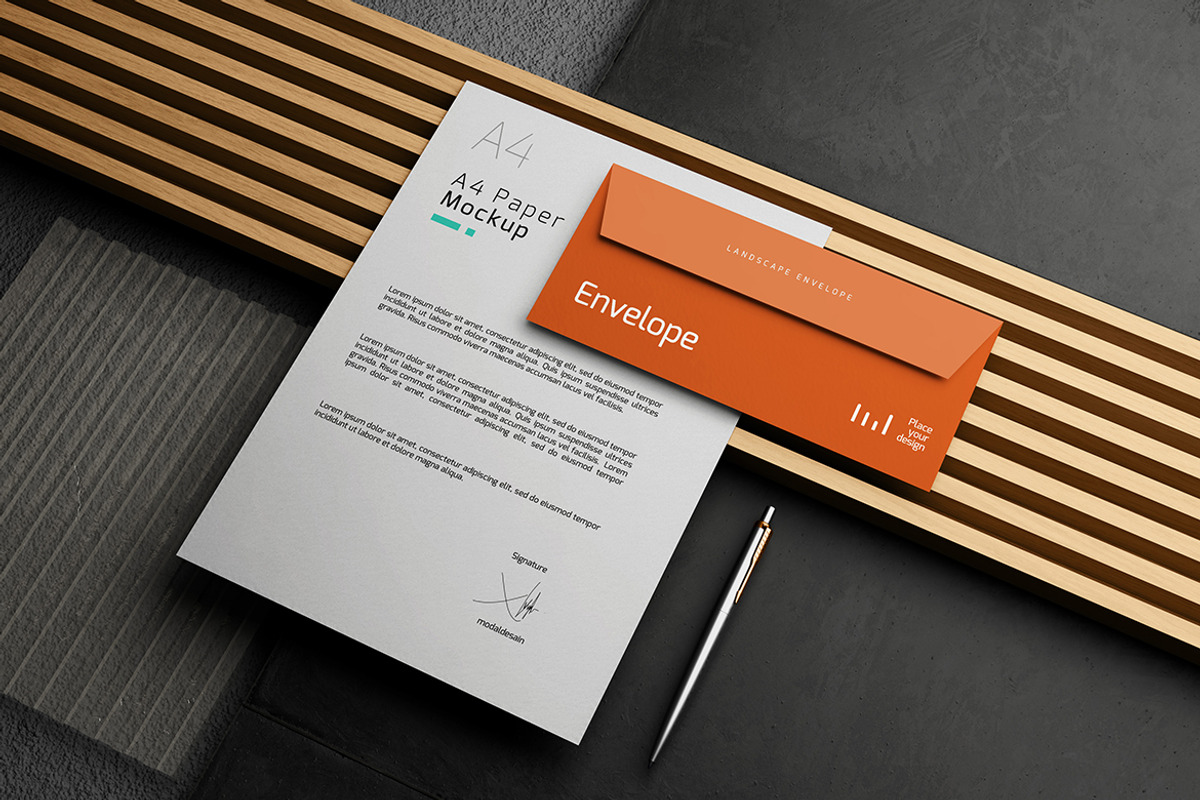 Envelope and A4 Paper Mockup, an Advertising Mockup by Modaldesain (Photo 2 of 4)