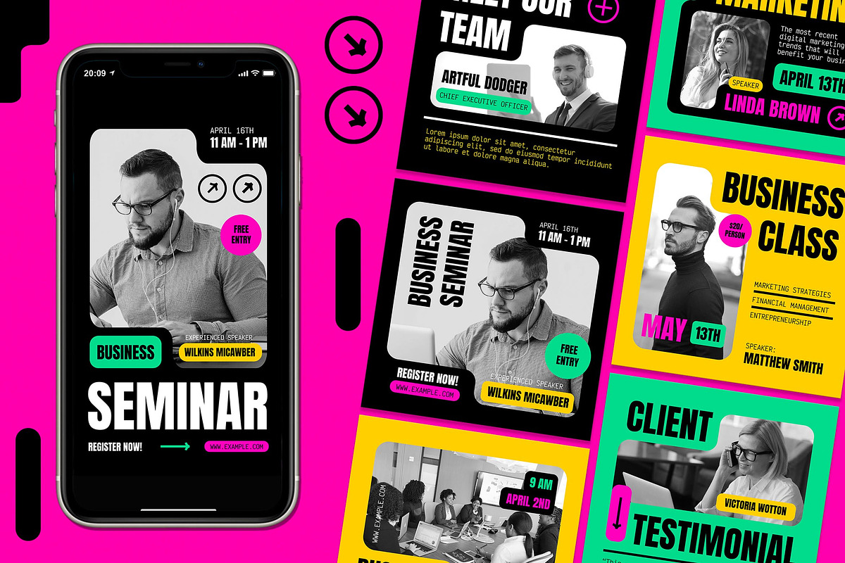 Yellow Bold Business Instagram Set, a Social Media Template by Aiyari Graphic (Photo 1 of 3)