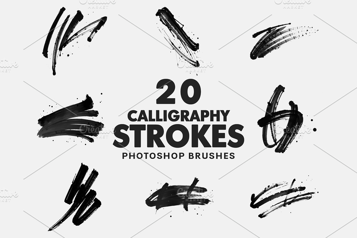 20 Calligraphy Strokes Brushes, a Brush Add-On by AB-TheDesigner (Photo 1 of 4)