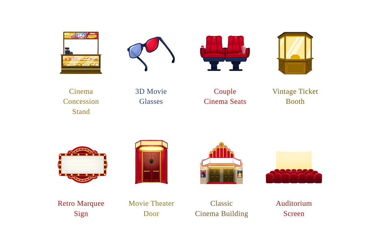 Movie Theater Elements, an Object Illustration by Deemak Daksina (Photo 3 of 3)