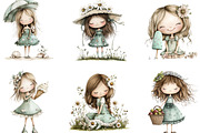 Whimsical Summer Girls Clipart, an Illustration by Designking (Thumbnail 3 of 5)