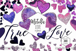 Navy & Pink Love Hearts Clipart, an Illustration by ClipartBrat Graphics