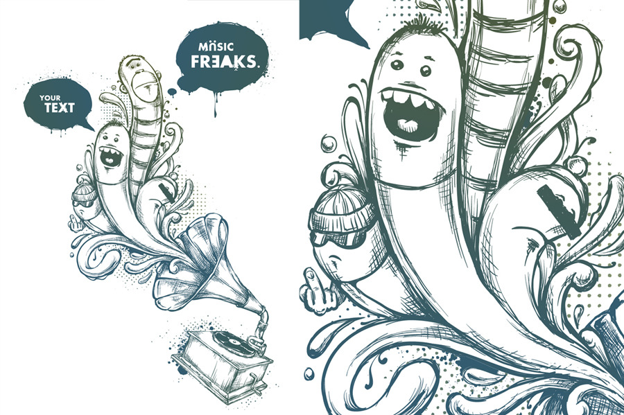 Hand-drawn Freaks, a Person Illustration by Vecster