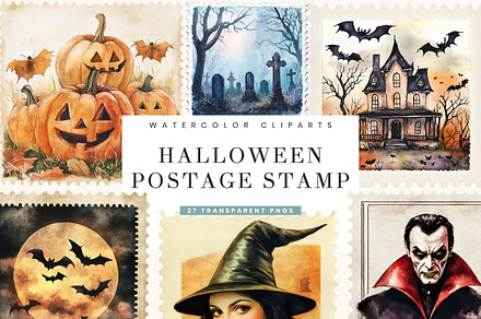 Halloween Postage Stamp Clipart