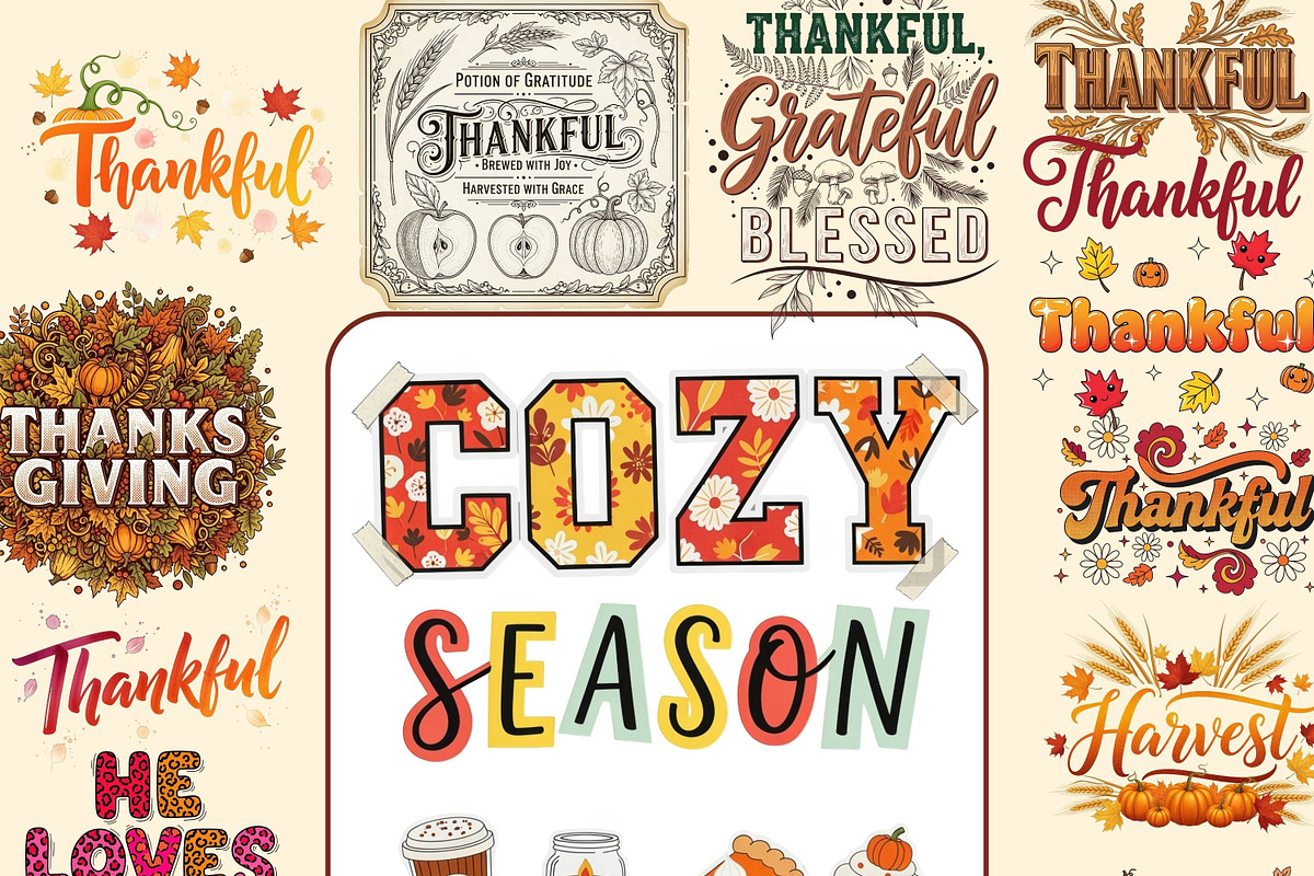 Fall Cozy Season Thankful Grateful T, an Object Graphic by Ace Designs (Photo 1 of 2)