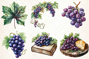 Watercolor Grape Clipart, an Illustration by DreamCafeArt (Thumbnail 4 of 7)