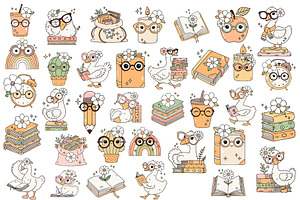 Kawaii Bookish Duck Clipart, a Decorative Illustration by Stellalunarts