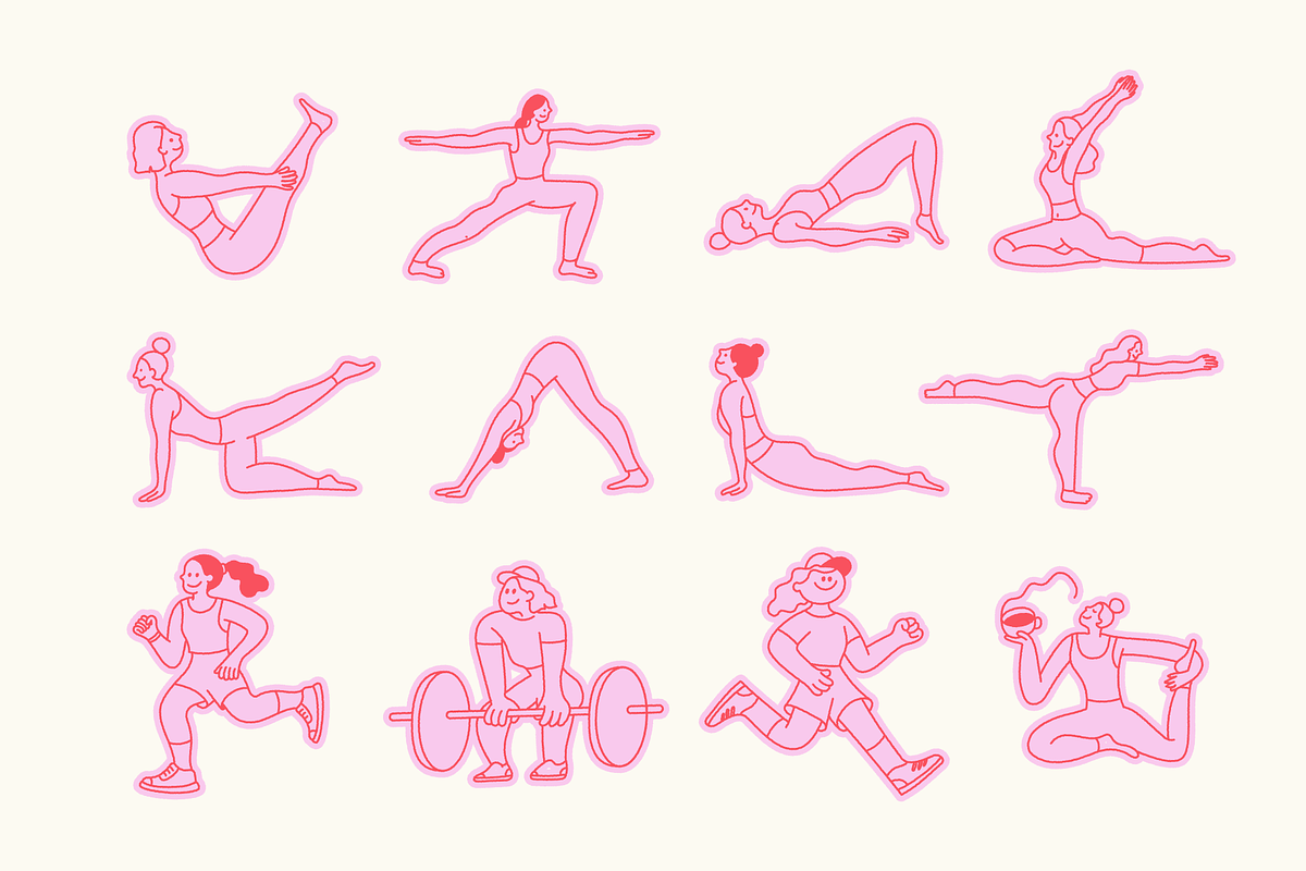 Fit girl era. Vector fitness doodles, an Object Graphic by venimo (Photo 8 of 13)