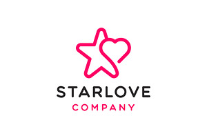 Star and Love Heart Line Art Logo, a Branding & Logo Template by Buqancreative