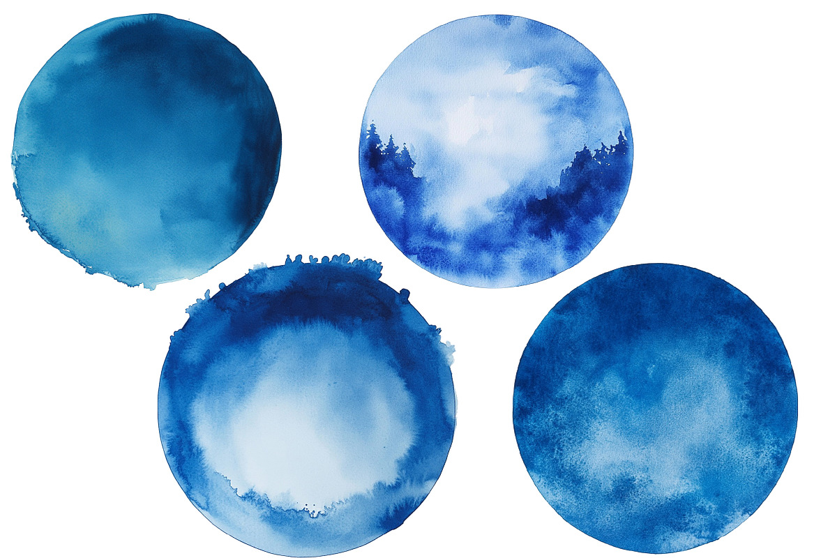 Blue Watercolor Circles Clipart, an Illustration by Designworld (Photo 4 of 5)
