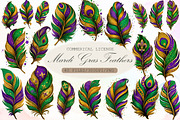 Watercolor Mardi Gras Feathers Clipa, an Illustration by Sublimation Artist (Thumbnail 1 of 6)
