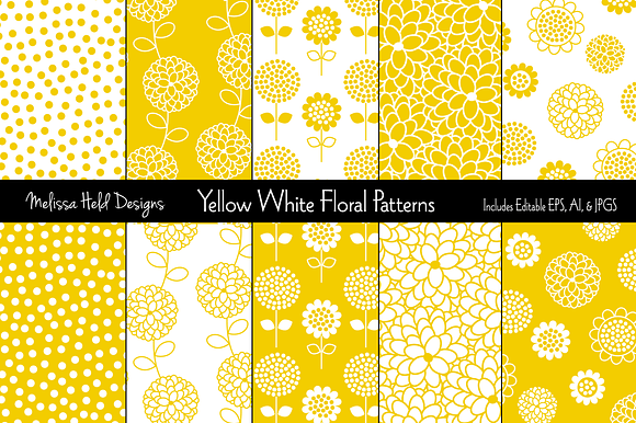 Yellow White Floral Patterns preview 5