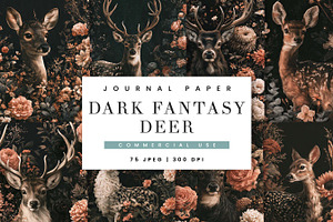 Dark Fantasy Deer Journal Paper