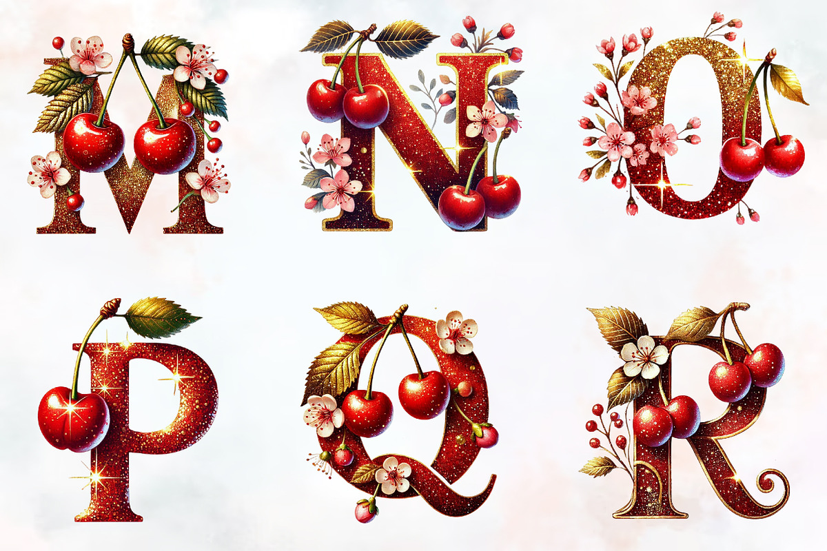 Spring cherry Alphabet clipart, an Illustration by RobertsArt (Photo 3 of 7)
