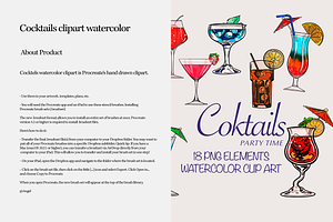 Watercolor Coktail Clipart , Png