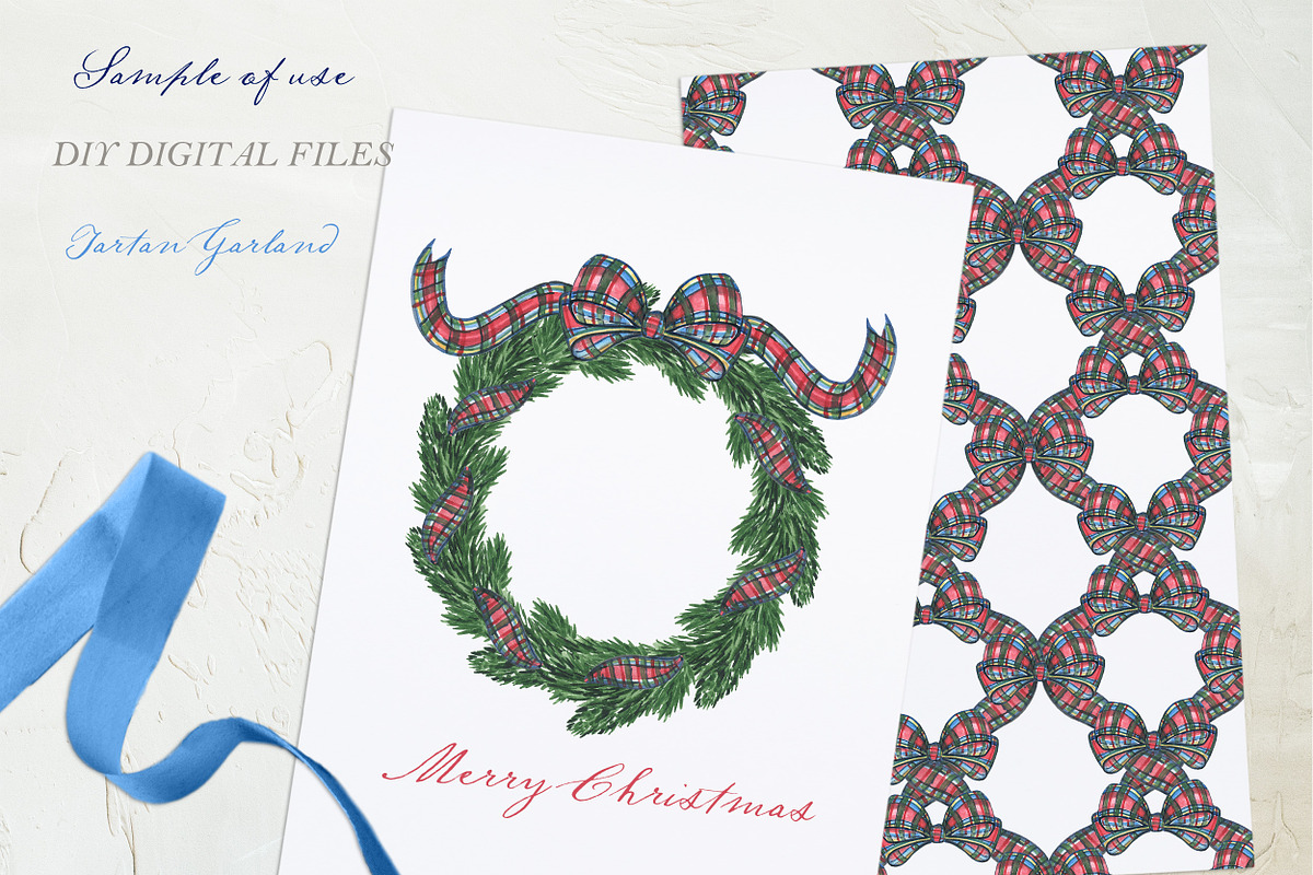 Christmas Tartan Clipart Wreath, a Decorative Illustration by LABFcreations (Photo 4 of 5)