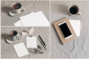 Neutral Linen Photo Mockups Bundle